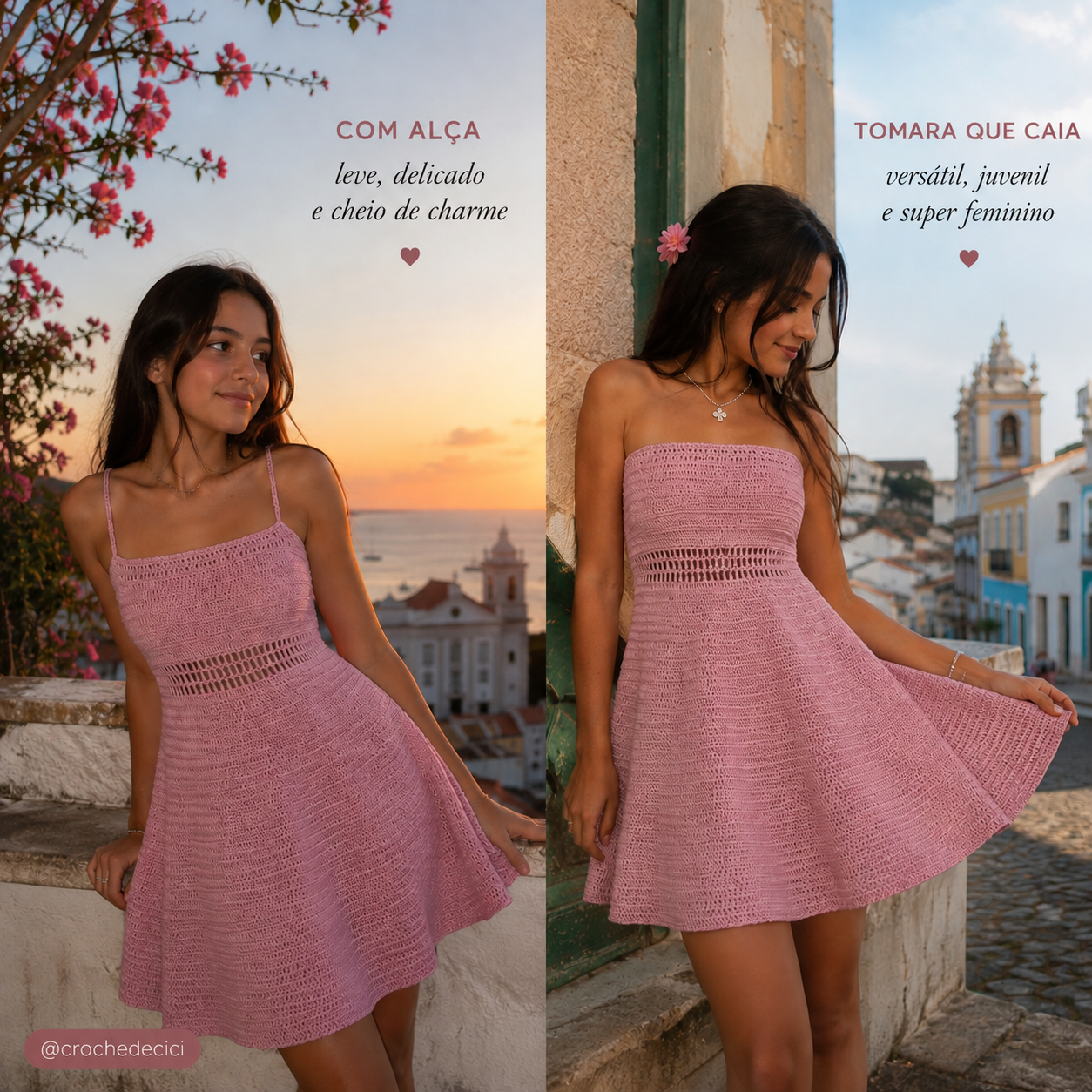 Vestido de crochê romântico
