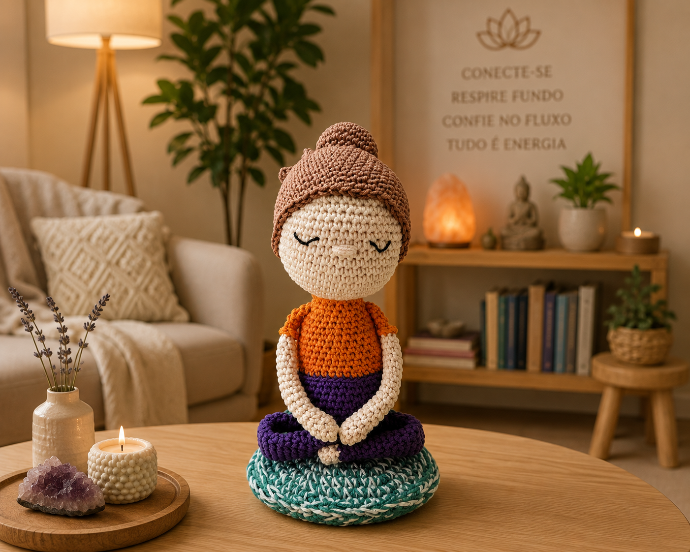 Boneca Amigurumi Shanti meditando