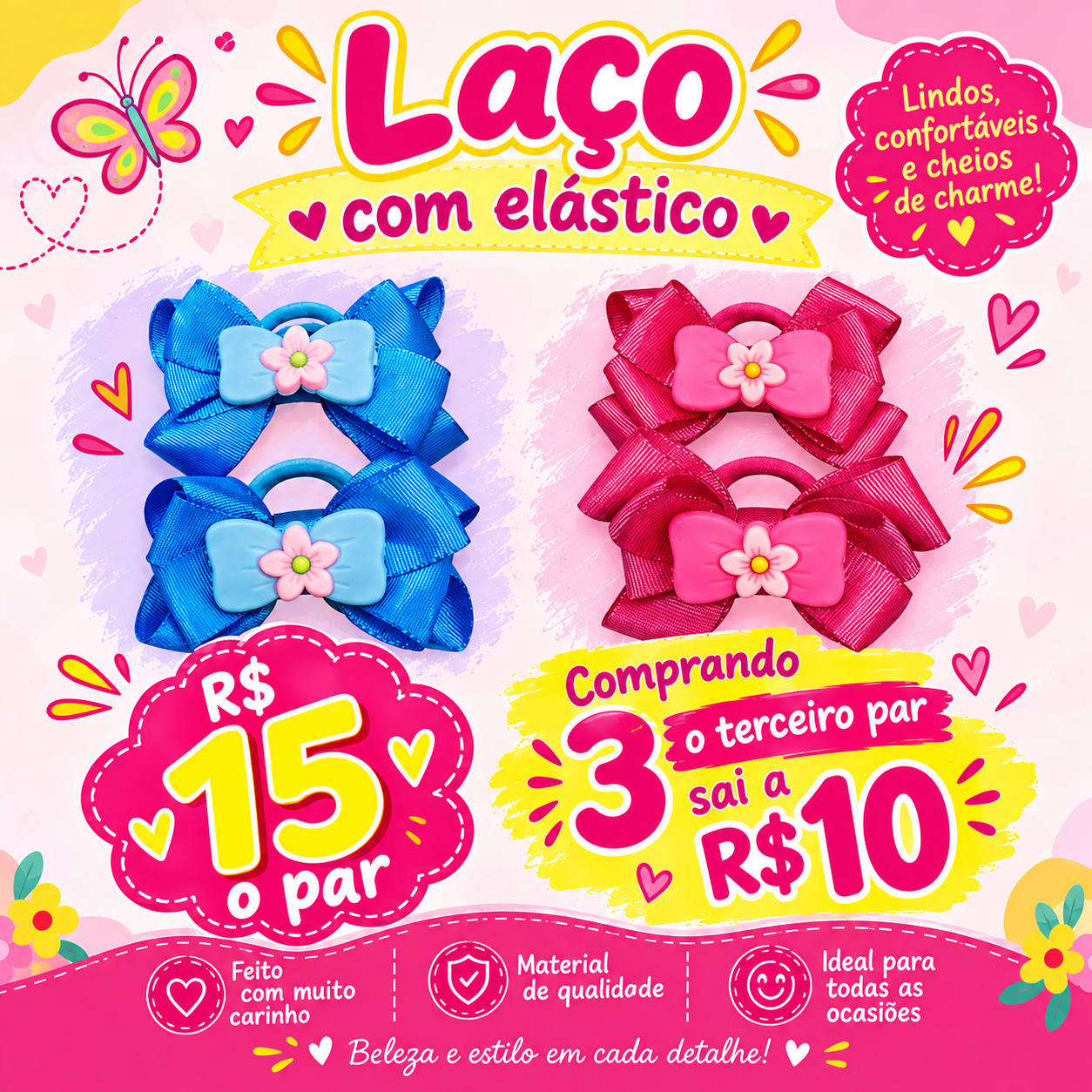 Parzinho de laços com elástico
