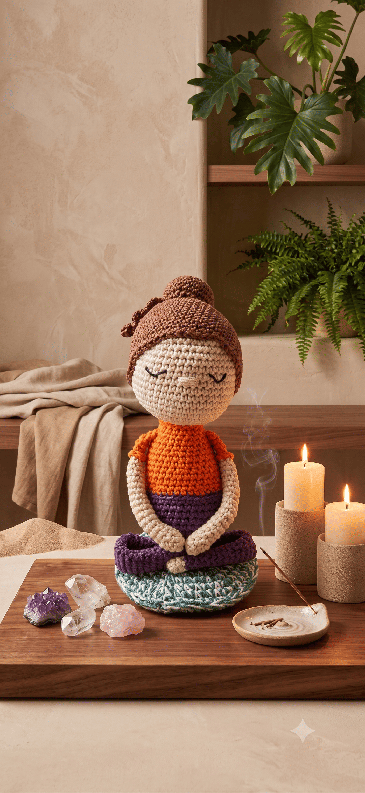 Boneca Amigurumi Shanti meditando
